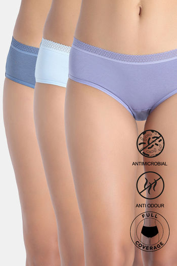 Buy Zivame Low Rise Full Coverage Hipster Panty (Pack of 3) - Multicolor